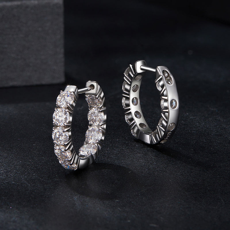 bamoer 925 Silver Large-Stone Moissanite Hoop Earrings