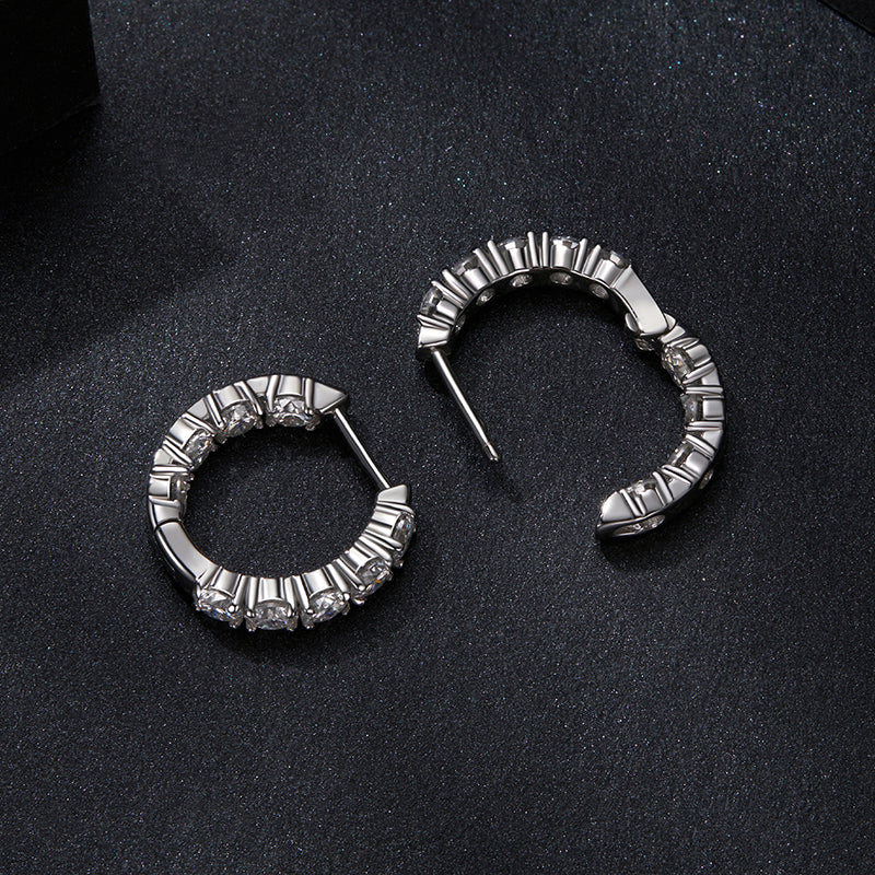 bamoer 925 Silver Large-Stone Moissanite Hoop Earrings