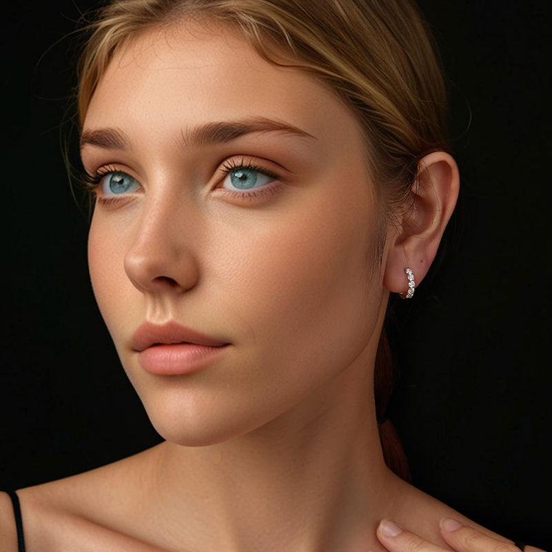bamoer 925 Silver Large-Stone Moissanite Hoop Earrings