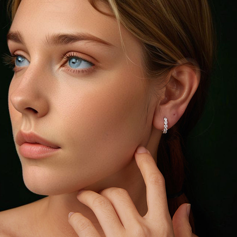 bamoer 925 Silver Large-Stone Moissanite Hoop Earrings