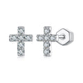bamoer 925 Silver Pavé Moissanite Cross Stud Earrings