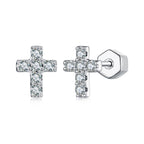 bamoer 925 Silver Pavé Moissanite Cross Stud Earrings