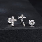 bamoer 925 Silver Pavé Moissanite Cross Stud Earrings
