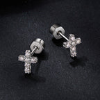 bamoer 925 Silver Pavé Moissanite Cross Stud Earrings