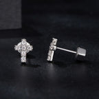 bamoer 925 Silver Pavé Moissanite Cross Stud Earrings