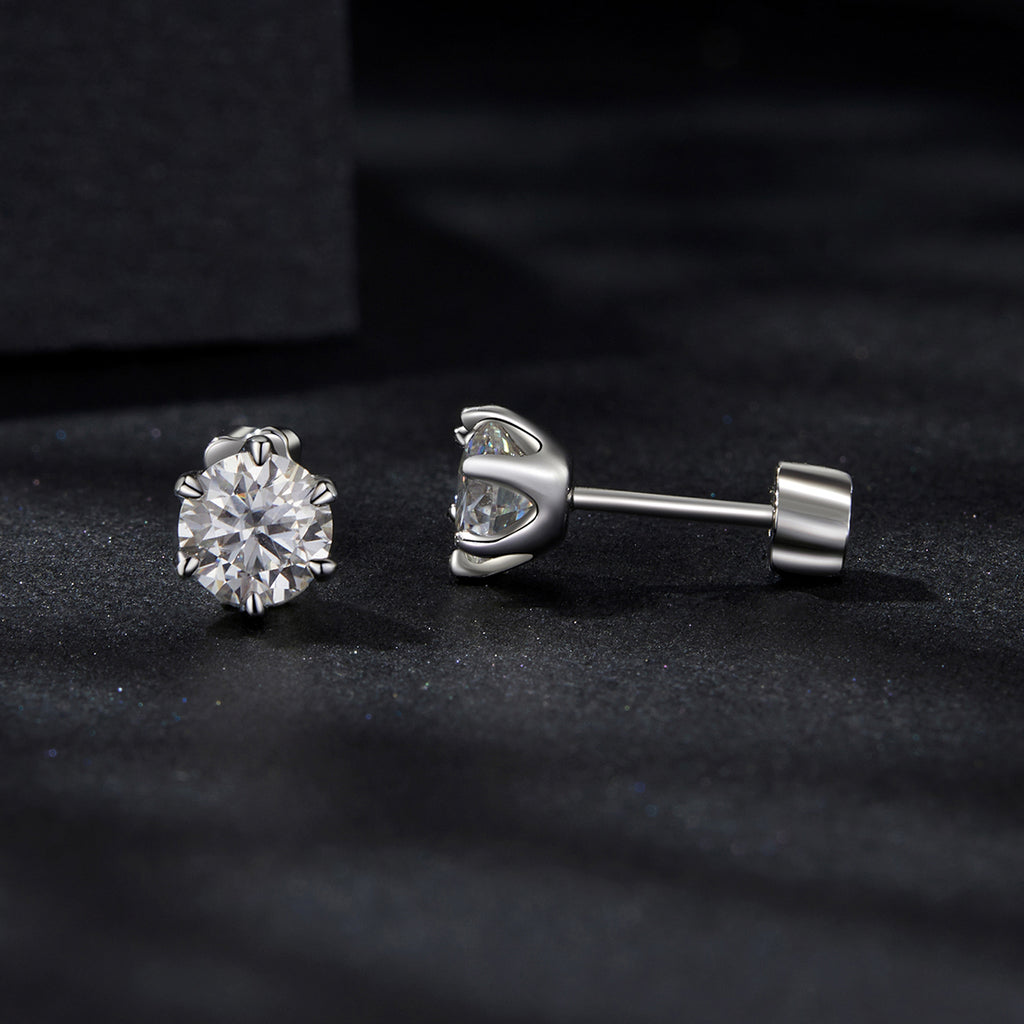 bamoer 925 Silver 6-Prong Moissanite Stud Earrings
