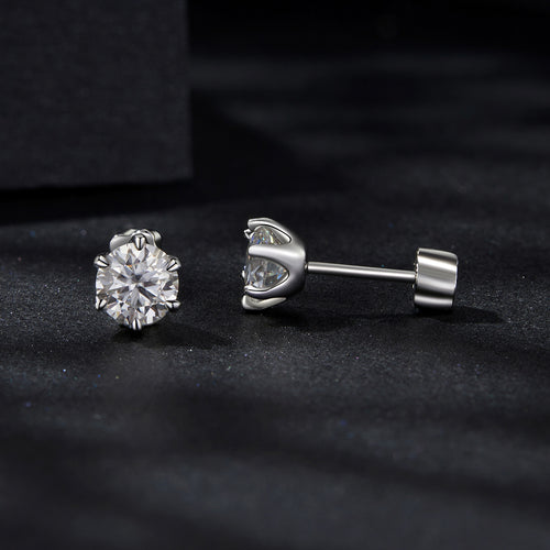 bamoer 925 Silver 6-Prong Moissanite Stud Earrings