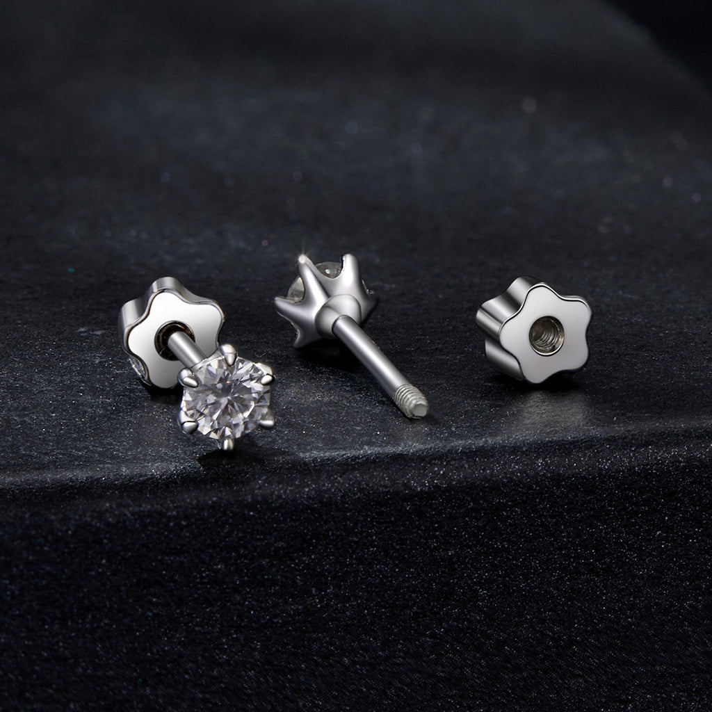 bamoer 925 Silver 6-Prong Moissanite Stud Earrings