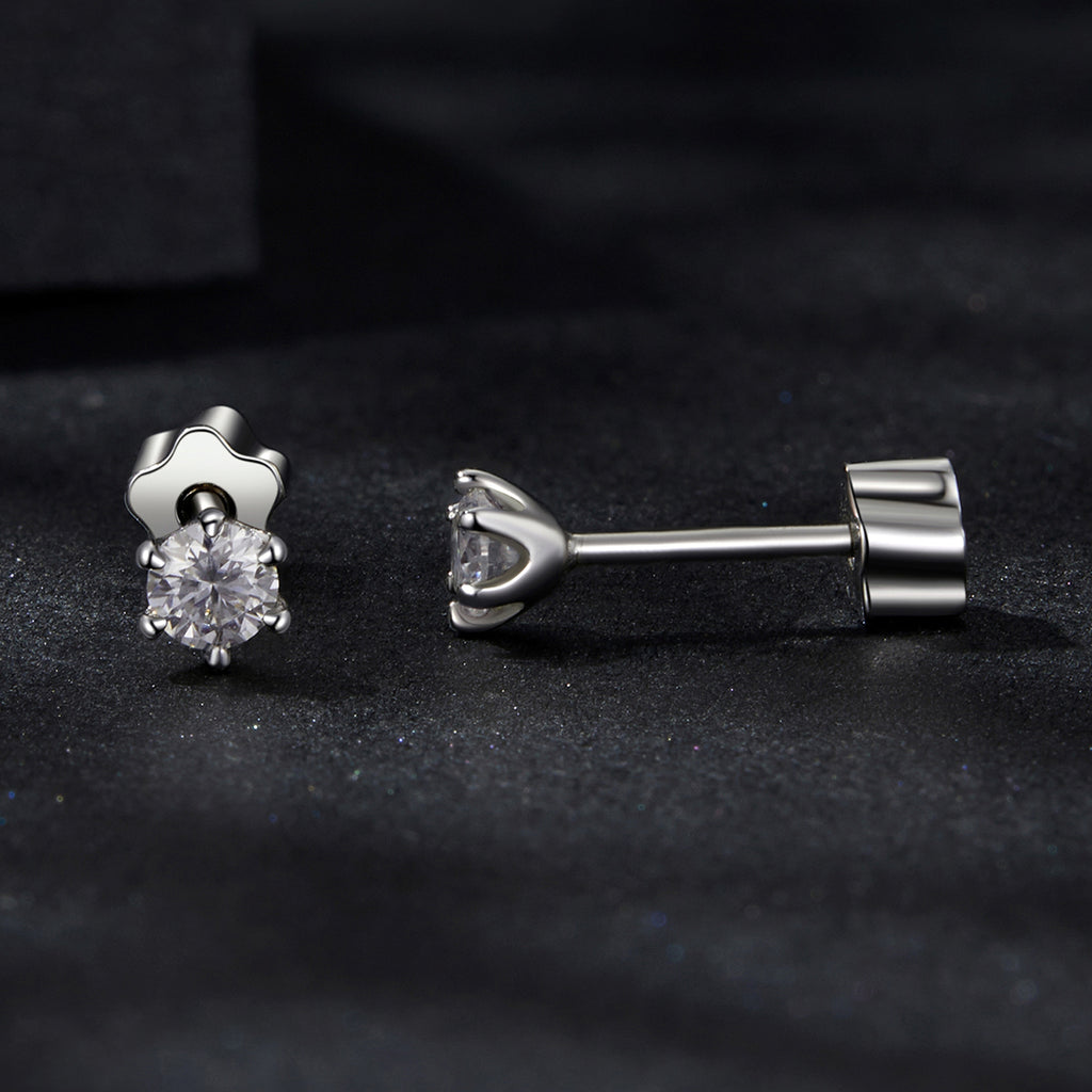 bamoer 925 Silver 6-Prong Moissanite Stud Earrings