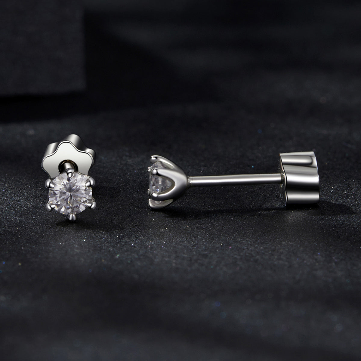 bamoer 925 Silver 6-Prong Moissanite Stud Earrings