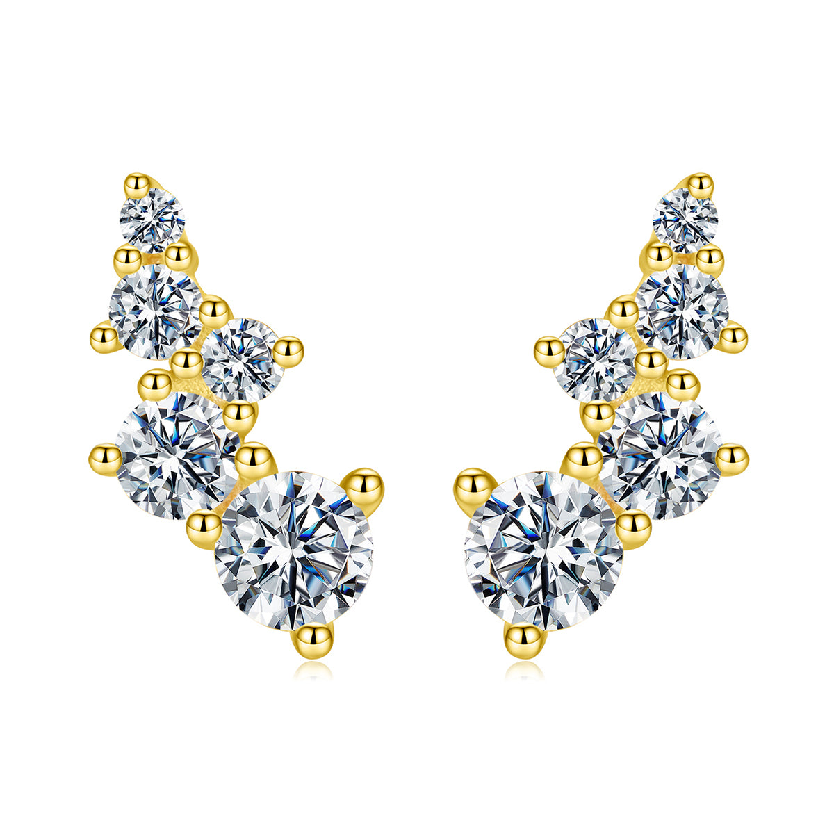 bamoer 925 Silver Curved Moissanite Crawler Stud Earrings