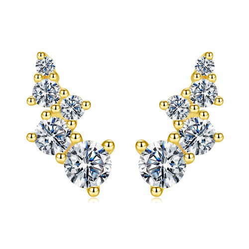 bamoer 925 Silver Curved Moissanite Crawler Stud Earrings