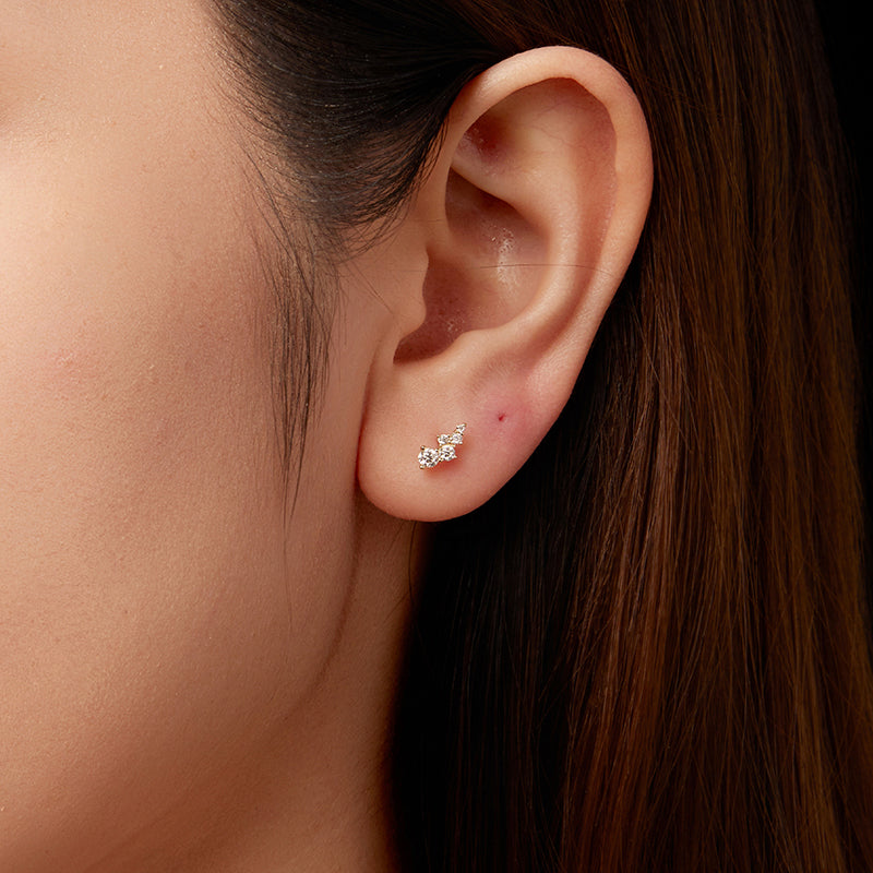 bamoer 925 Silver Curved Moissanite Crawler Stud Earrings