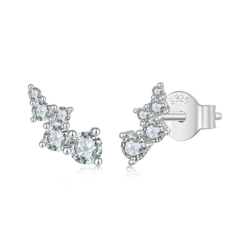 bamoer 925 Silver Curved Moissanite Crawler Stud Earrings