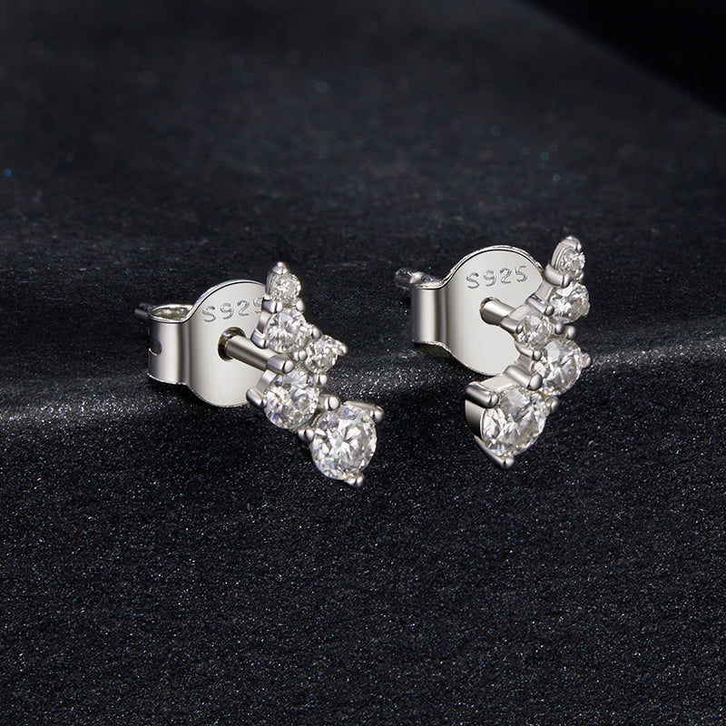bamoer 925 Silver Curved Moissanite Crawler Stud Earrings