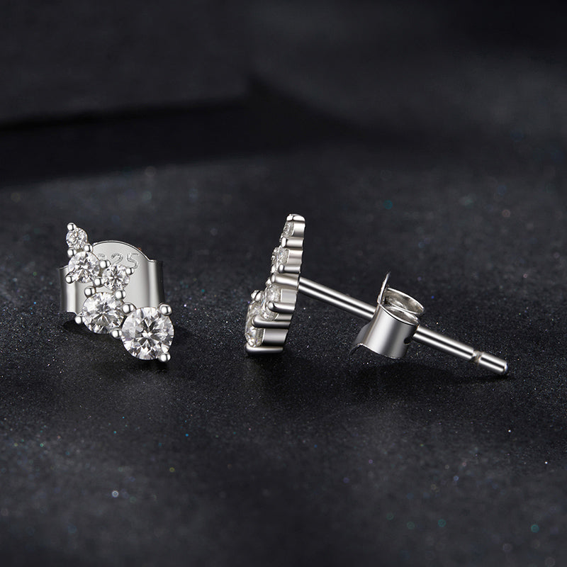 bamoer 925 Silver Curved Moissanite Crawler Stud Earrings