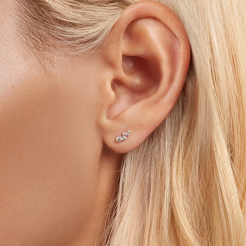 bamoer 925 Silver Curved Moissanite Crawler Stud Earrings