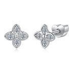 bamoer 925 Silver Four-Leaf Clover Moissanite Studs