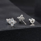 bamoer 925 Silver Four-Leaf Clover Moissanite Studs