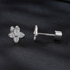 bamoer 925 Silver Four-Leaf Clover Moissanite Studs