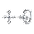 Blossom Cross Huggie Earrings|BAMOER