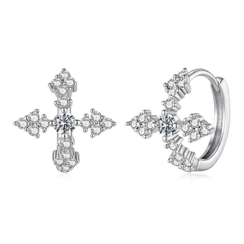 Blossom Cross Huggie Earrings|BAMOER