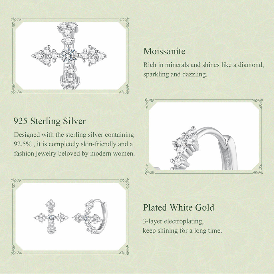 Blossom Cross Huggie Earrings|BAMOER