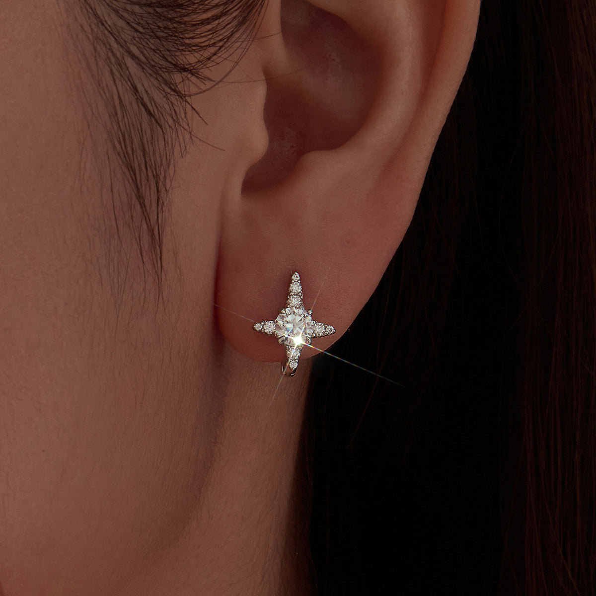 Starburst Moissanite Hoops