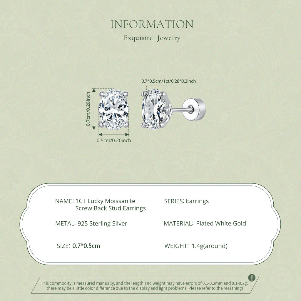 1ct Oval Moissanite Studs