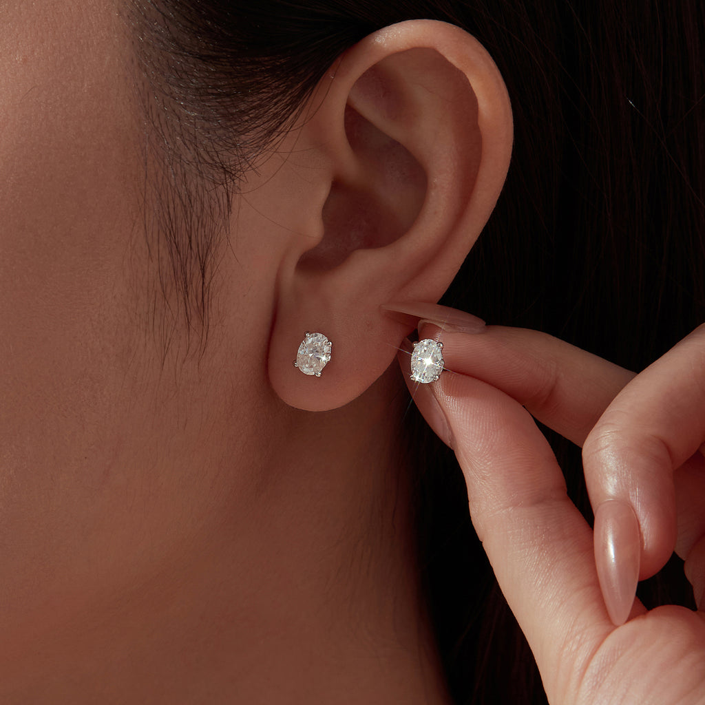 1ct Oval Moissanite Studs
