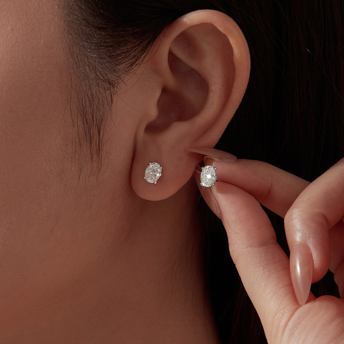 1ct Oval Moissanite Studs