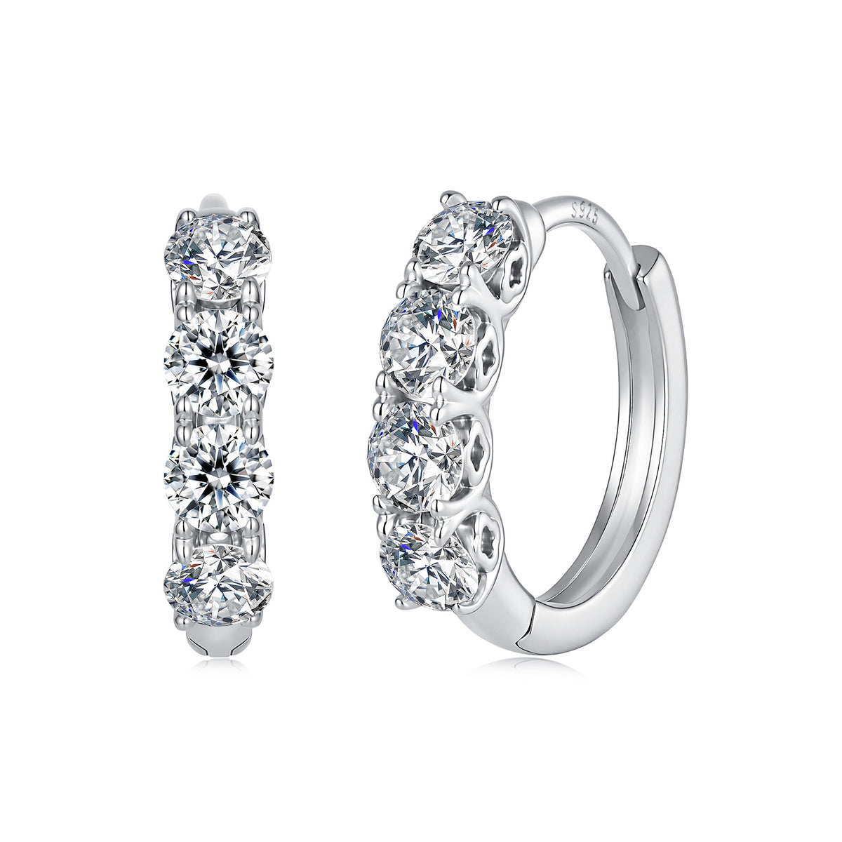 Moissanite Huggie Hoop Earrings