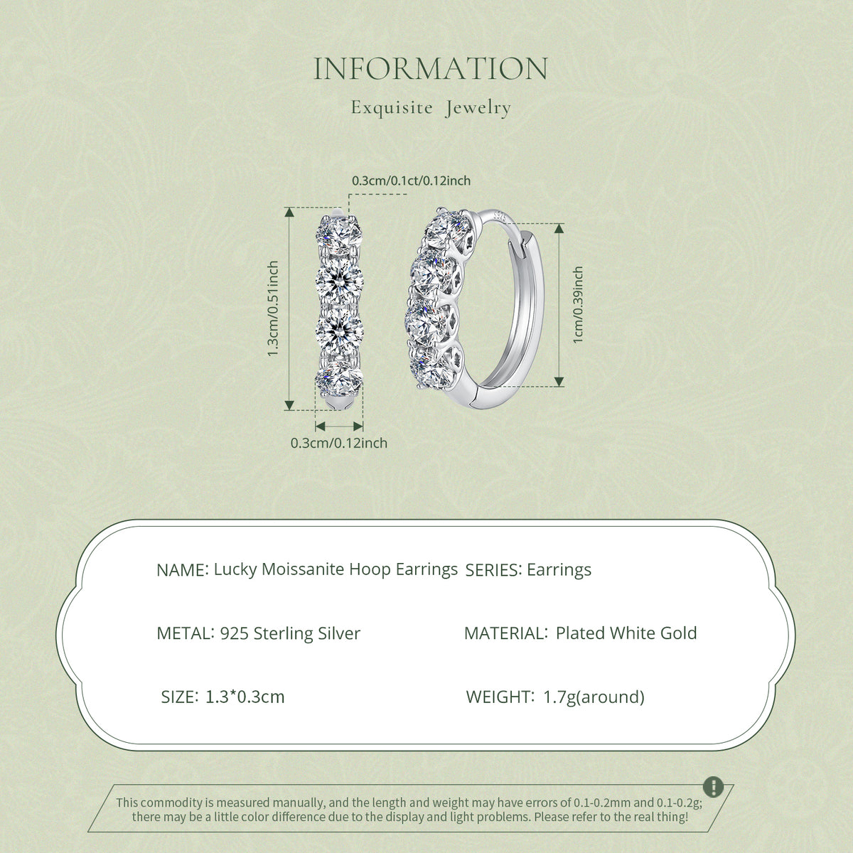 Moissanite Huggie Hoop Earrings