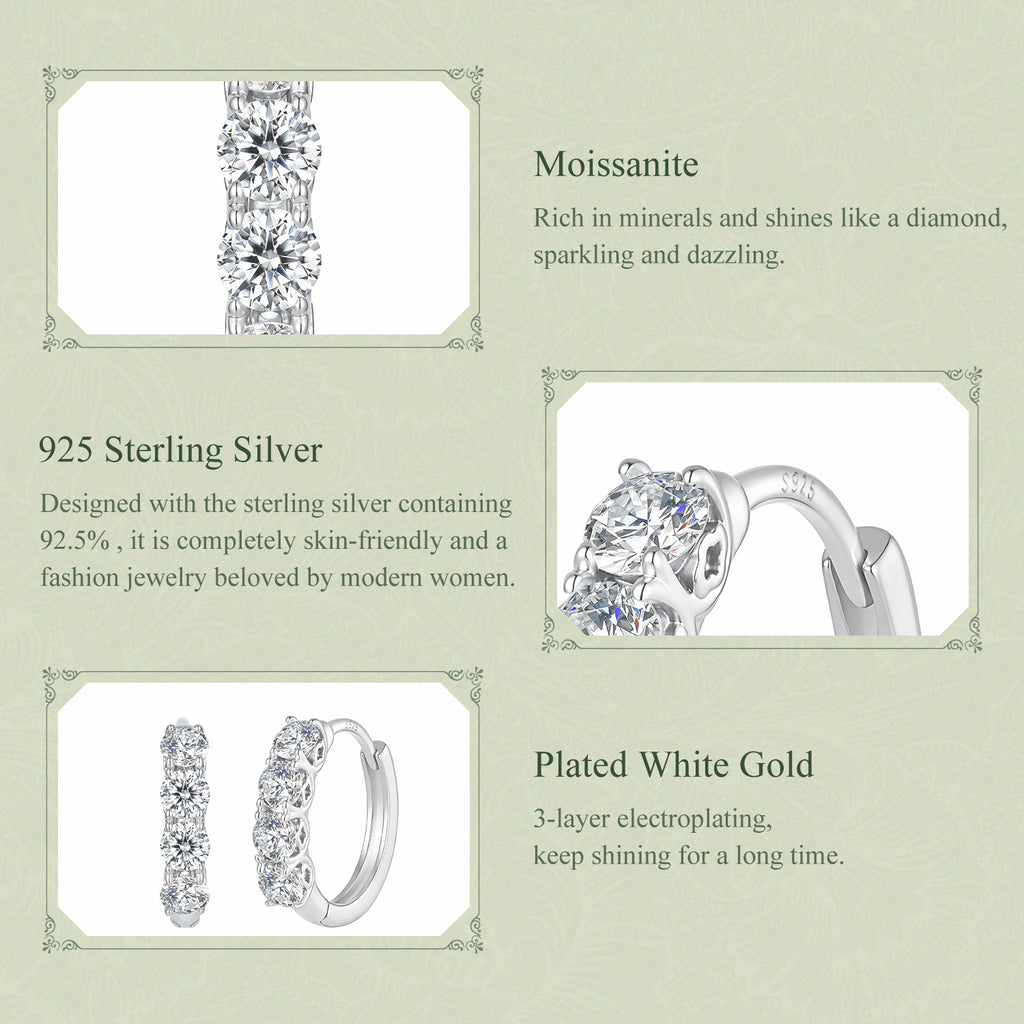 Moissanite Huggie Hoop Earrings