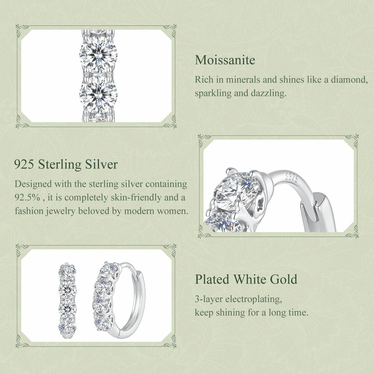 Moissanite Huggie Hoop Earrings