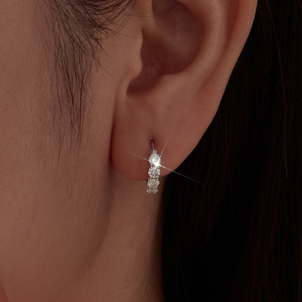 Moissanite Huggie Hoop Earrings
