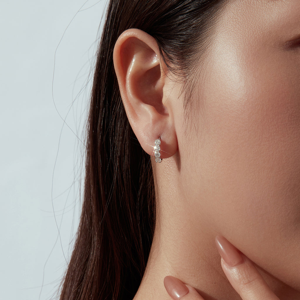 Moissanite Huggie Hoop Earrings