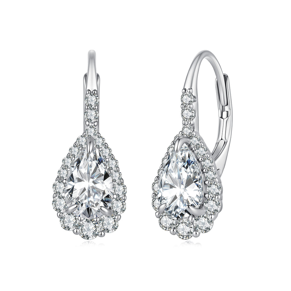1ct Pear Moissanite Hoops