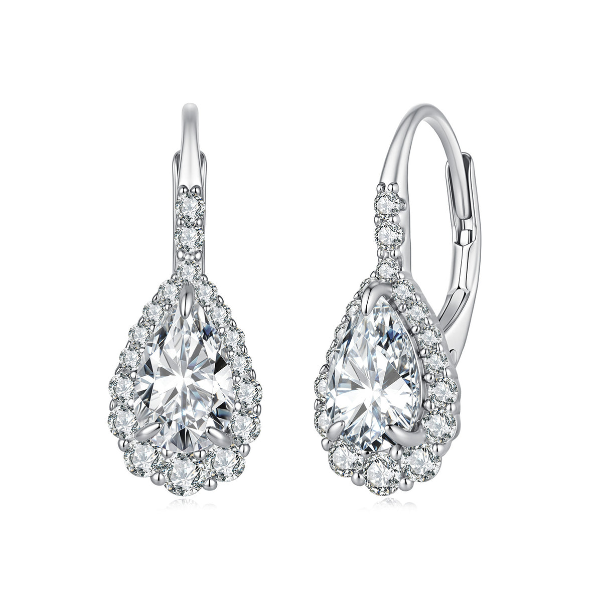 1ct Pear Moissanite Hoops