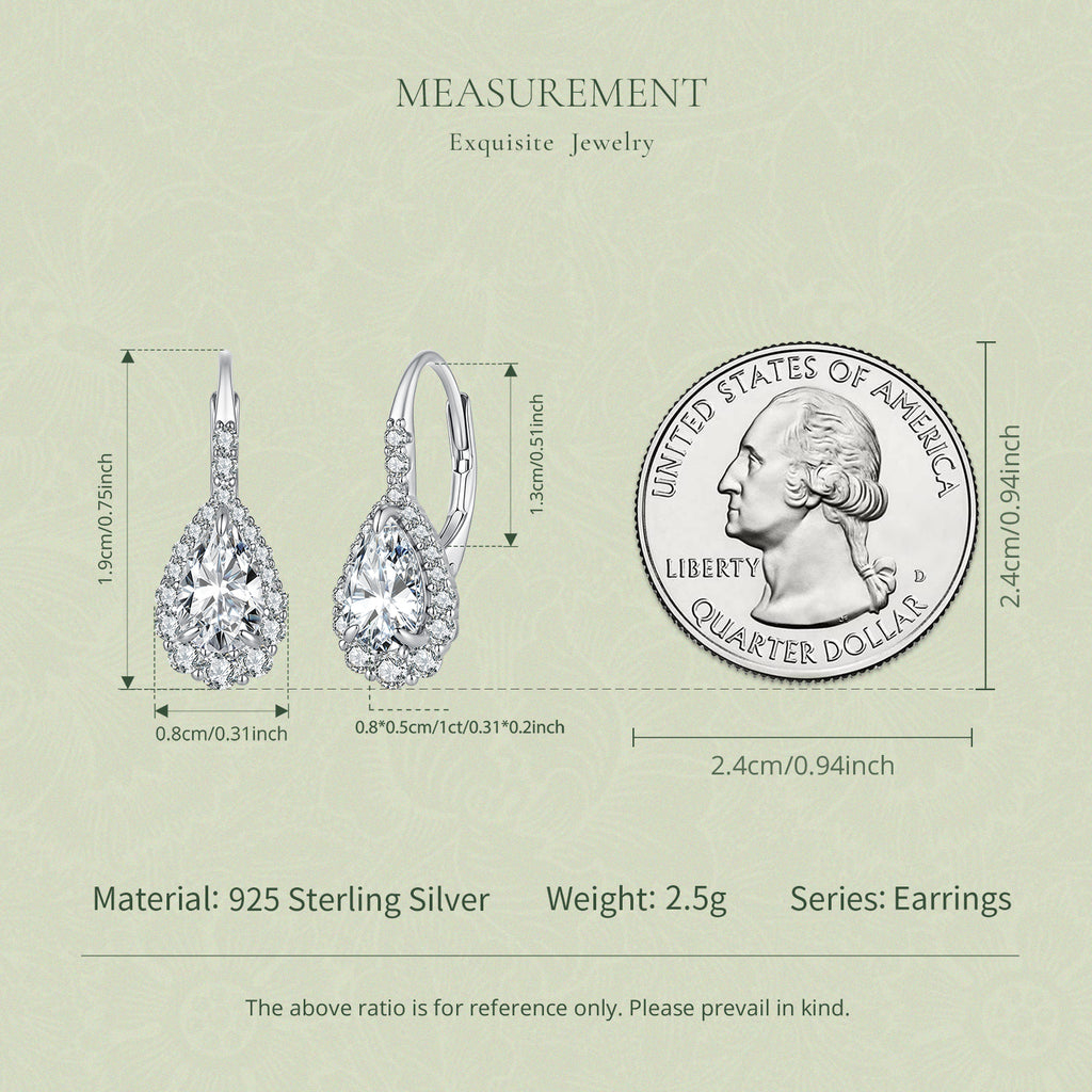 1ct Pear Moissanite Hoops
