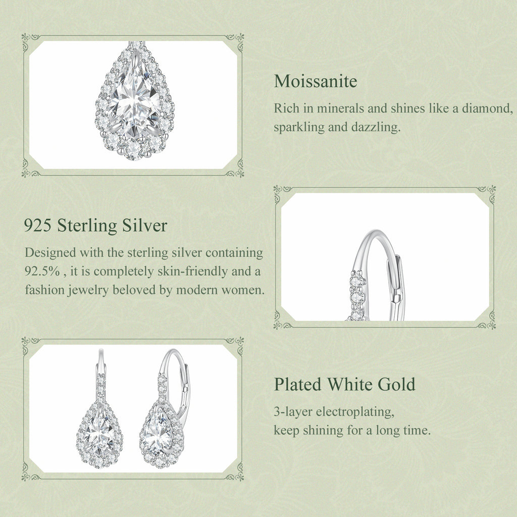 1ct Pear Moissanite Hoops