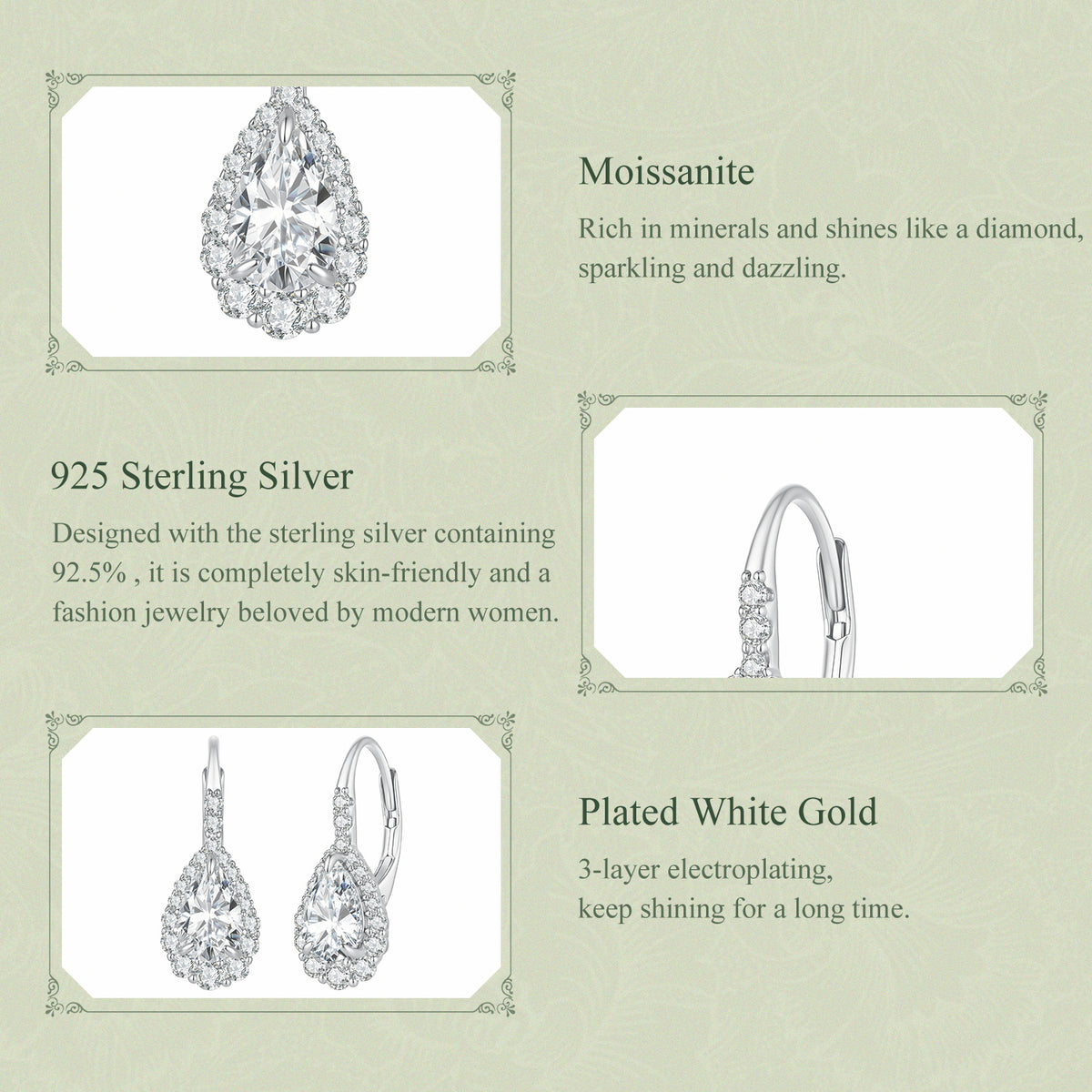 1ct Pear Moissanite Hoops