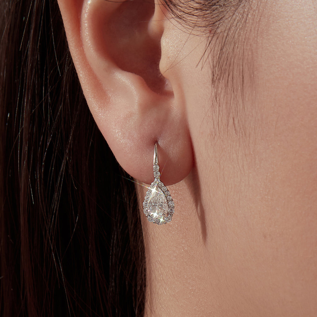 1ct Pear Moissanite Hoops