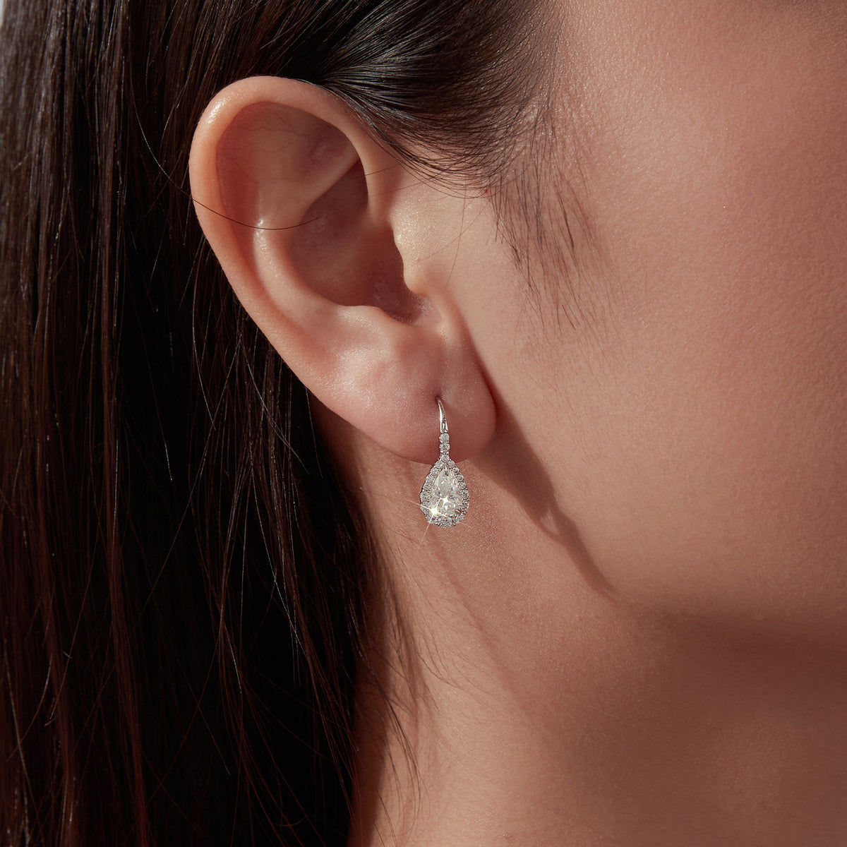 1ct Pear Moissanite Hoops