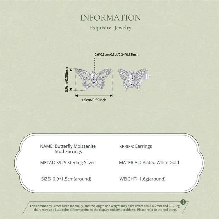 Butterfly Moissanite Stud Earrings