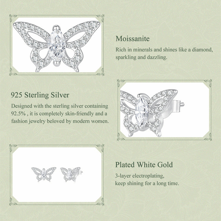 Butterfly Moissanite Stud Earrings