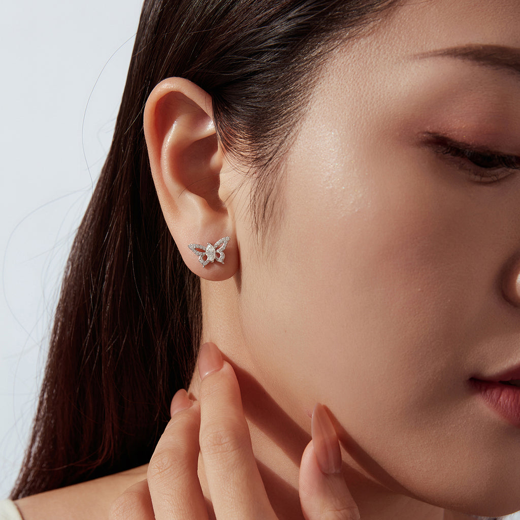 Butterfly Moissanite Stud Earrings