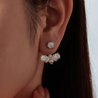 Bee Front & Back Moissanite Stud Earrings