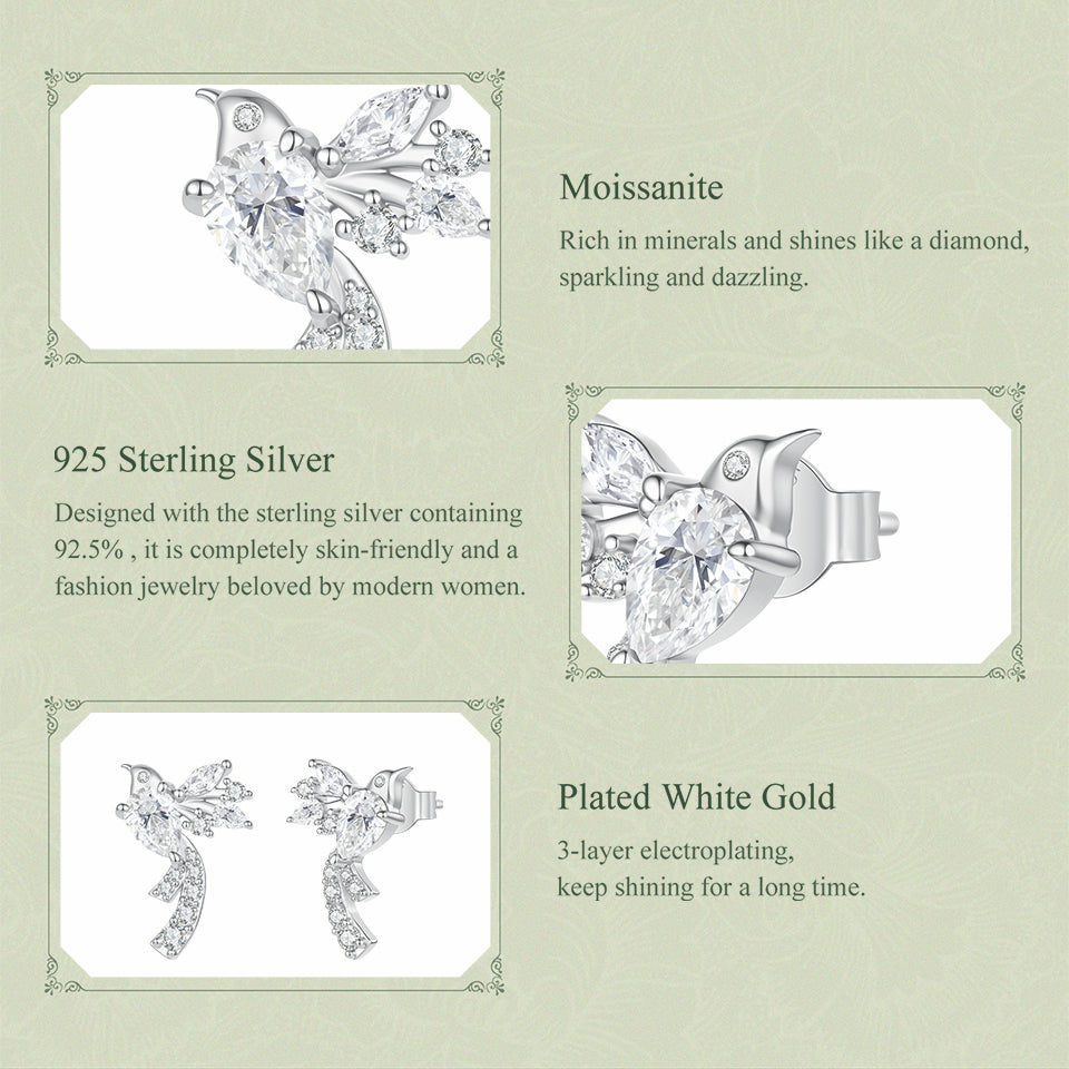 Bird Moissanite Stud Earrings