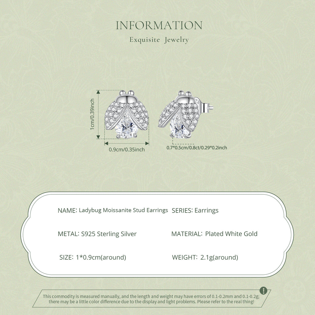 Ladybug Moissanite Stud Earrings